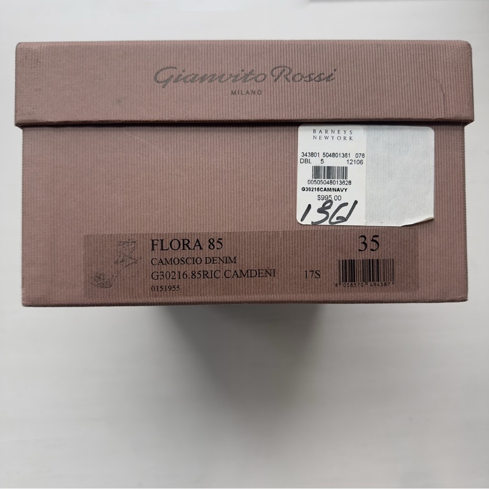 Gianvito Rossi Flora 85 Suede Lace-Up Heels – Navy – Size 35 - Picture 6 of 8